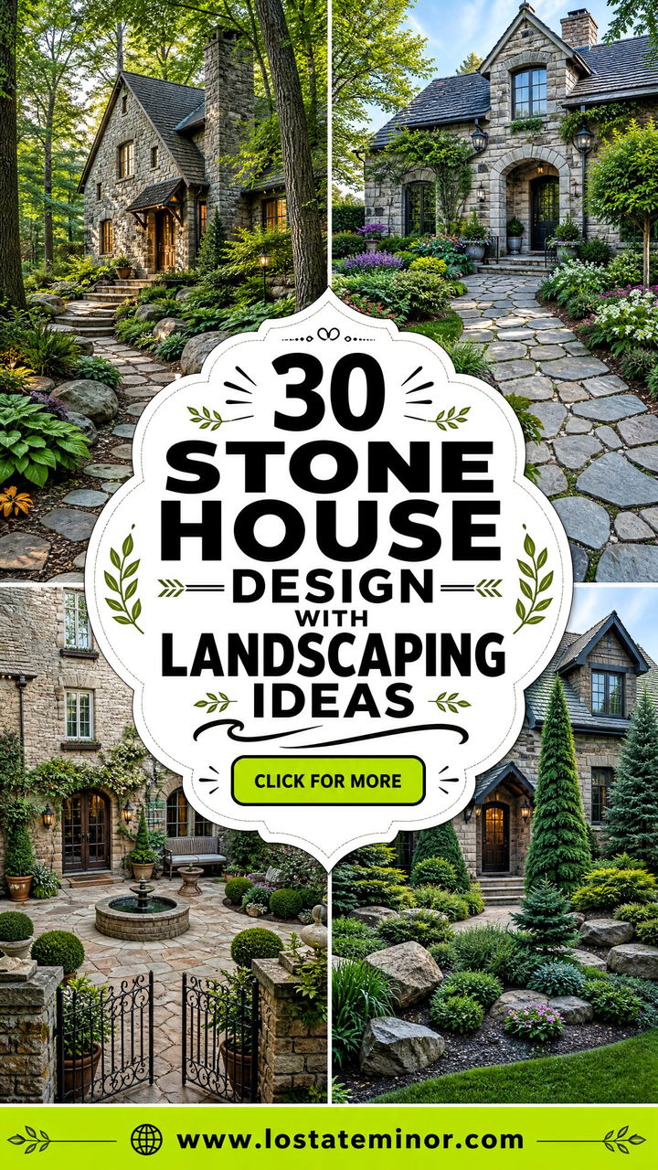 30 Stone House Design With Landscaping Ideas for Lush Curb Appeal - 30 Stone House Design With Landscaping Ideas for Lush Curb Appeal