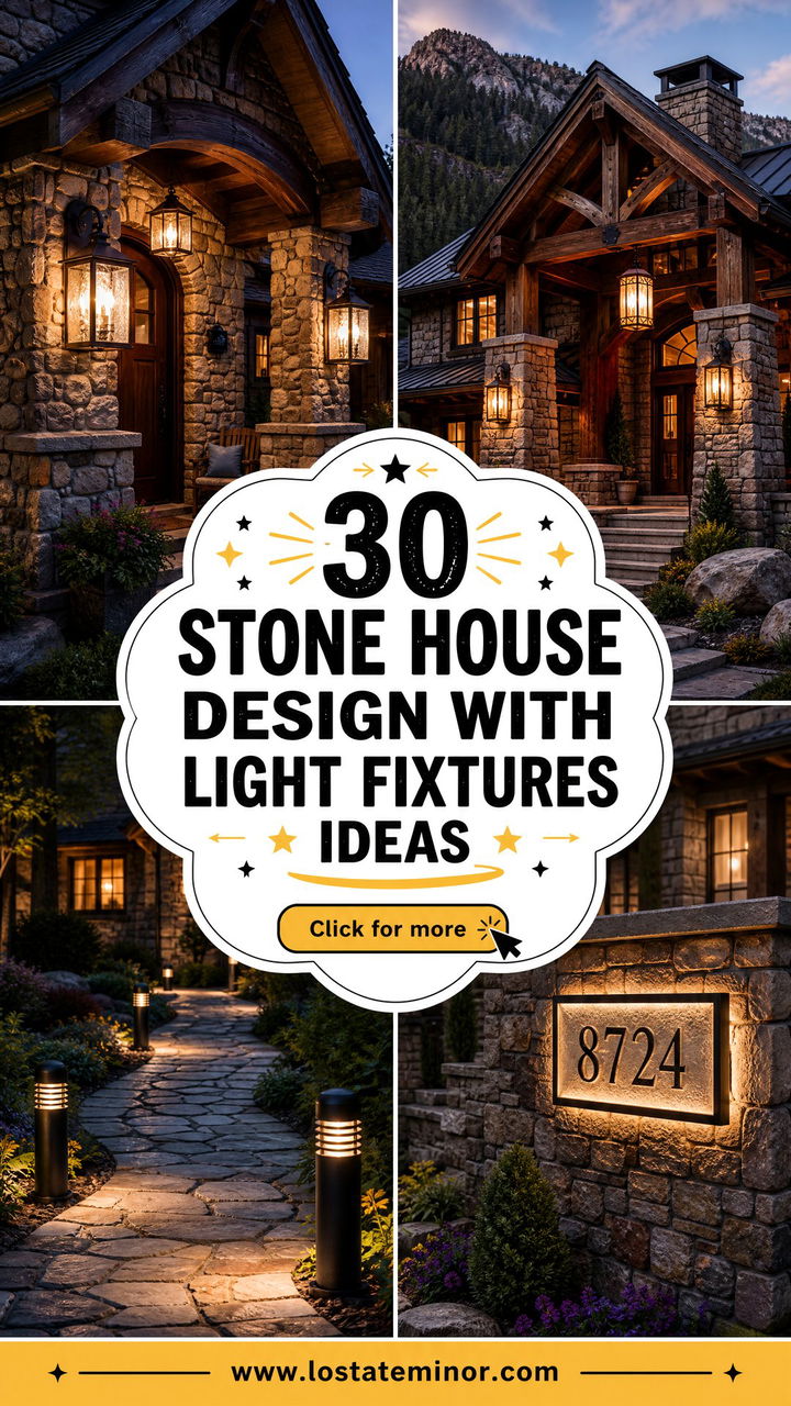 30 Stone House Design With Light Fixtures Ideas for a Warm Glow - 30 Stone House Design With Light Fixtures Ideas for a Warm Glow