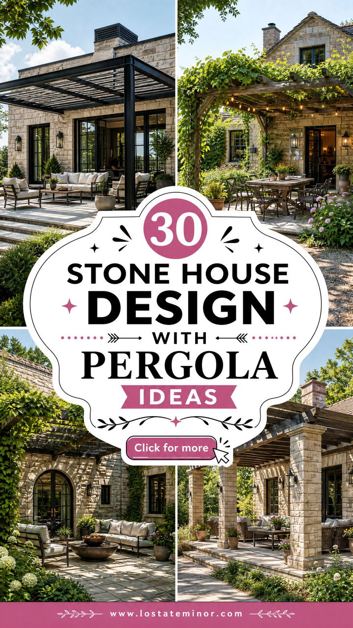 30 Stone House Design With Pergola Ideas for Cozy Outdoor Living - 30 Stone House Design With Pergola Ideas for Cozy Outdoor Living