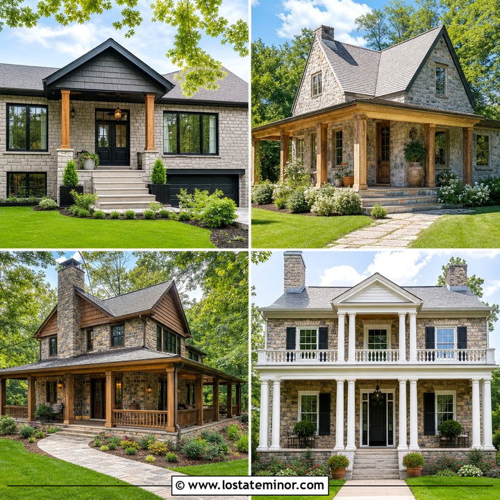 30 Stone House Design With Porch Columns Ideas for Timeless Charm