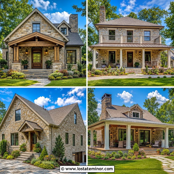 30 Stone House Design With Portico Ideas for a Grand Entrance