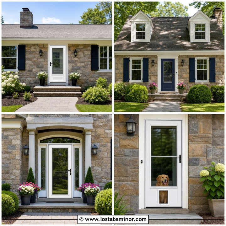 30 Stone House Design With Storm Door Ideas: Safer Entry Style