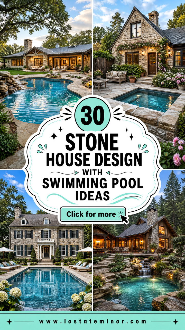 30 Stone House Design With Swimming Pool Ideas Backyard Luxury - 30 Stone House Design With Swimming Pool Ideas: Backyard Luxury