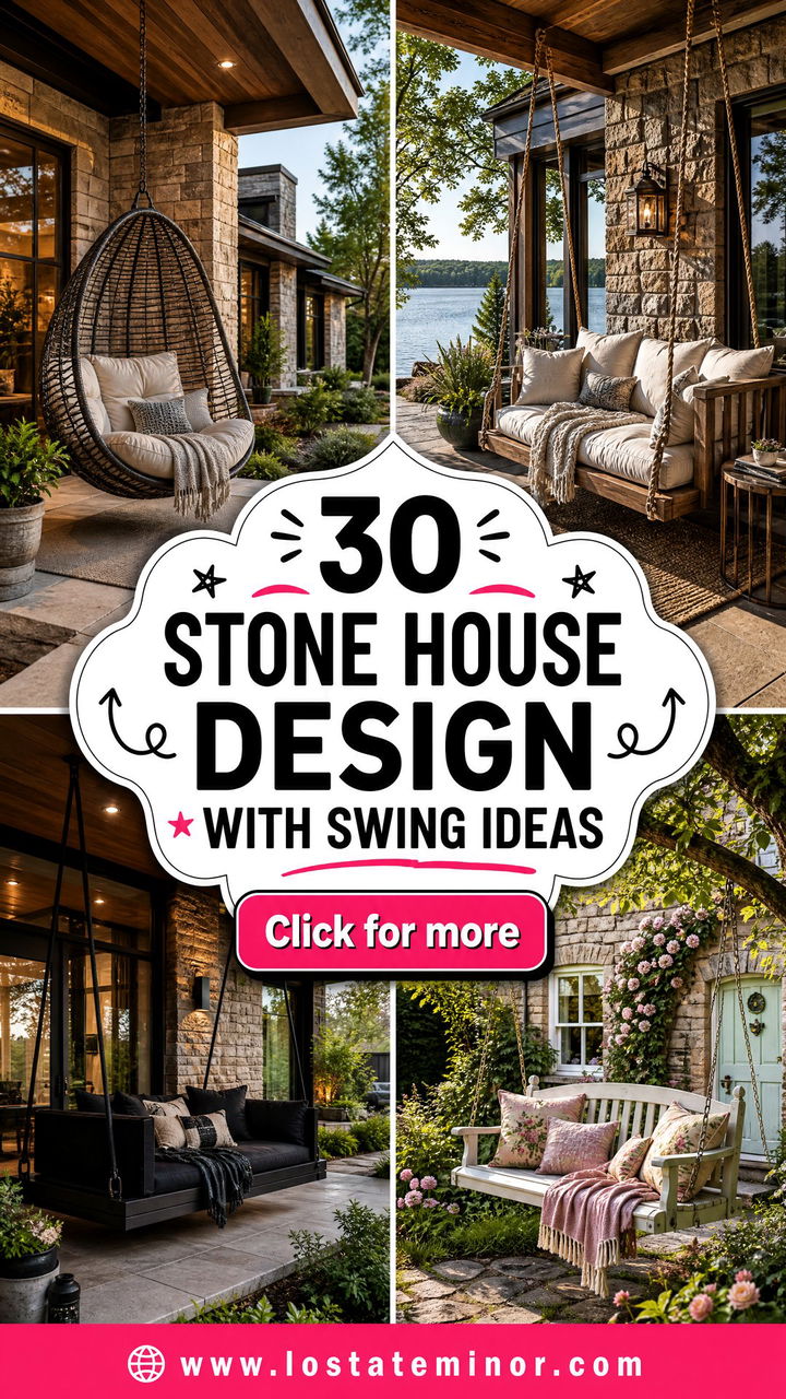 30 Stone House Design With Swing Ideas Cozy Porch Inspiration - 30 Stone House Design With Swing Ideas: Cozy Porch Inspiration