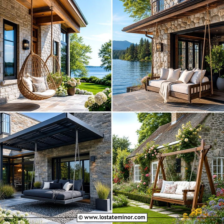 30 Stone House Design With Swing Ideas: Cozy Porch Inspiration