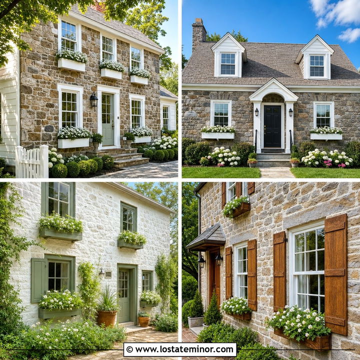 30 Stone House Design With Window Boxes Ideas For Rustic Charm