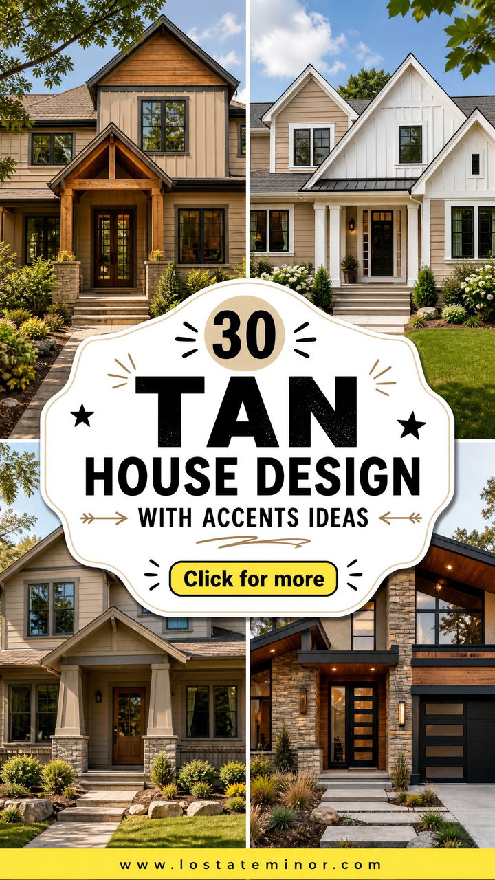 30 Tan House Design With Accents Ideas Warm Curb Appeal - 30 Tan House Design With Accents Ideas: Warm Curb Appeal