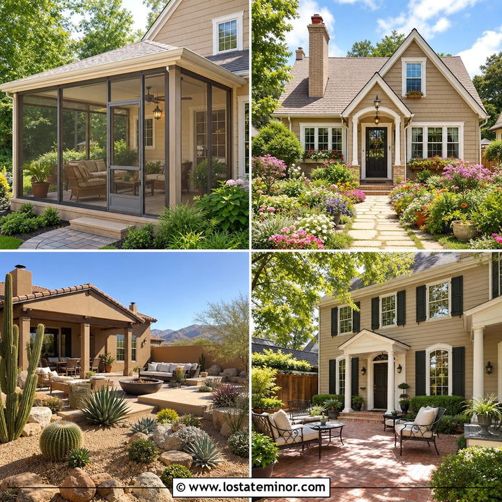 30 Tan House Design With Backyard Ideas: Relaxed Outdoor Living