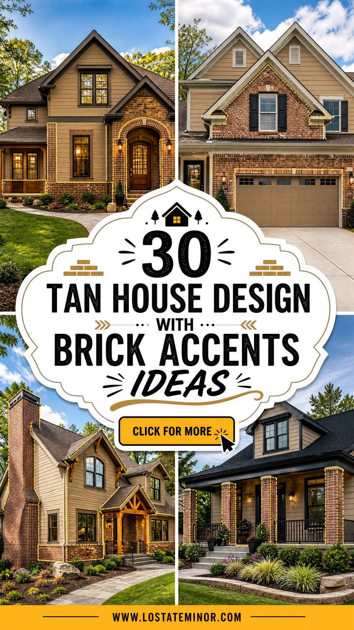30 Tan House Design With Brick Accents Ideas Classic Curb Appeal - 30 Tan House Design With Brick Accents Ideas: Classic Curb Appeal