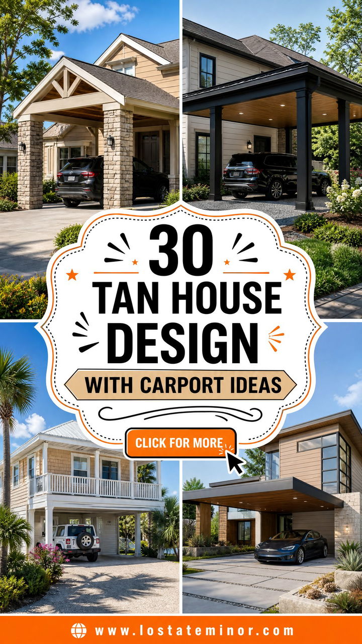 30 Tan House Design With Carport Ideas Fresh Curb Appeal - 30 Tan House Design With Carport Ideas: Fresh Curb Appeal