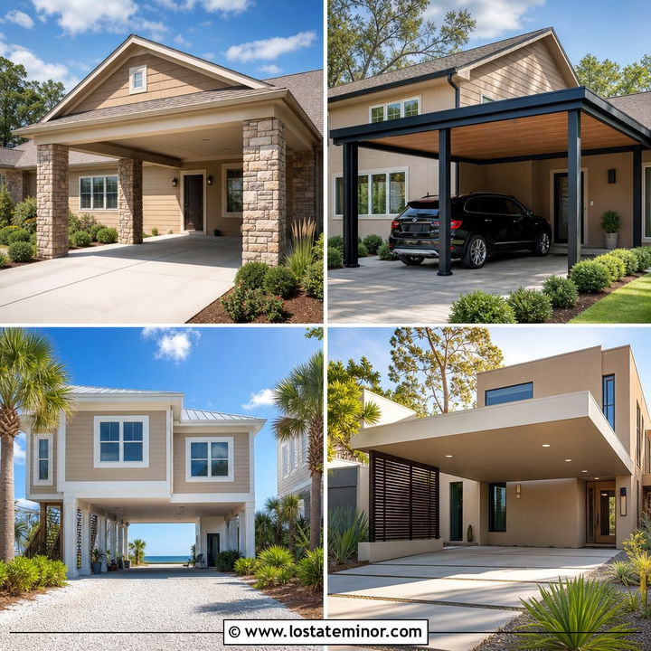 30 Tan House Design With Carport Ideas: Fresh Curb Appeal