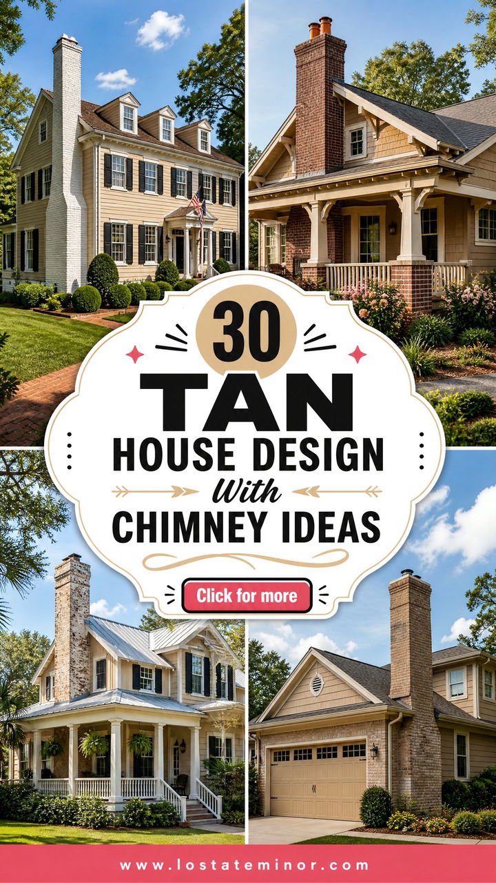 30 Tan House Design With Chimney Ideas Charming Exterior Looks - 30 Tan House Design With Chimney Ideas: Charming Exterior Looks