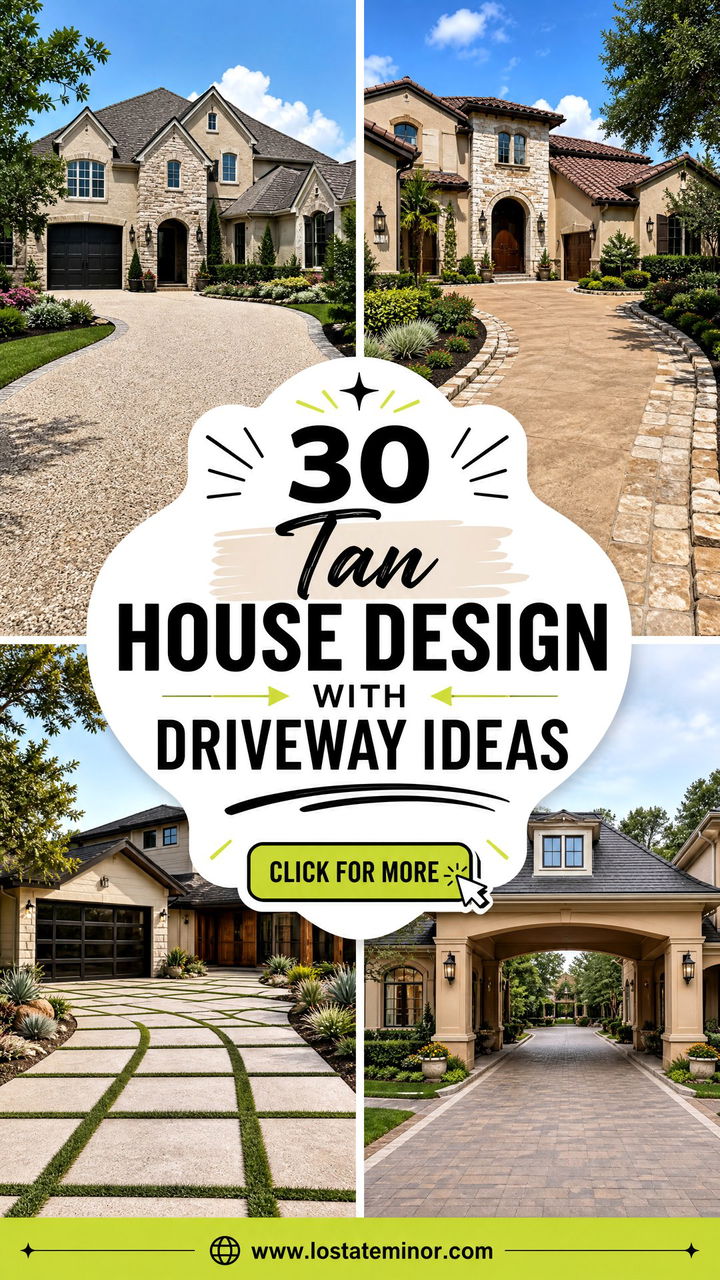 30 Tan House Design With Driveway Ideas Polished Curb Appeal - 30 Tan House Design With Driveway Ideas: Polished Curb Appeal