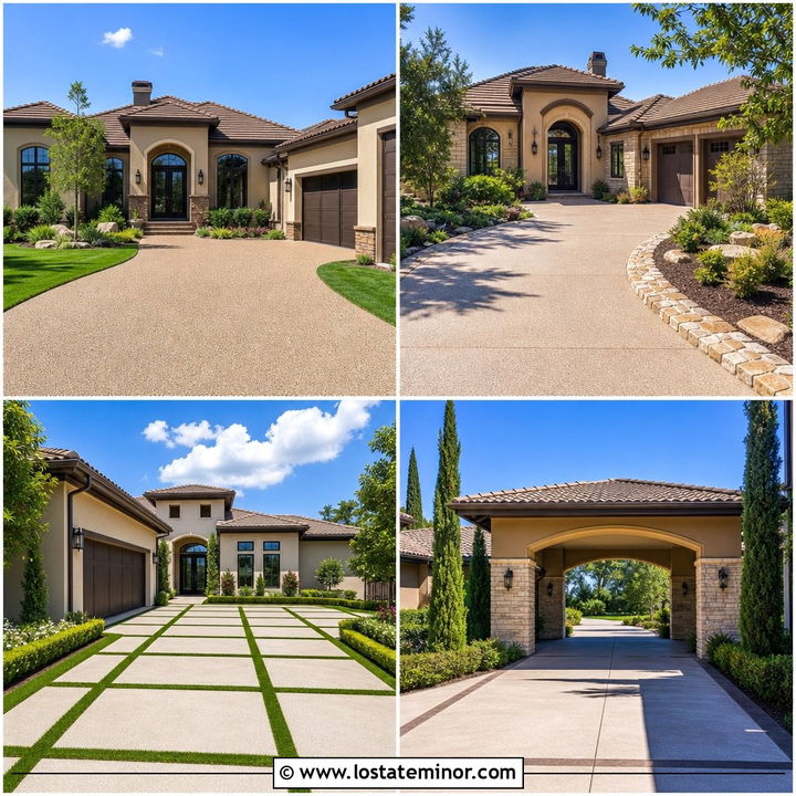 30 Tan House Design With Driveway Ideas: Polished Curb Appeal
