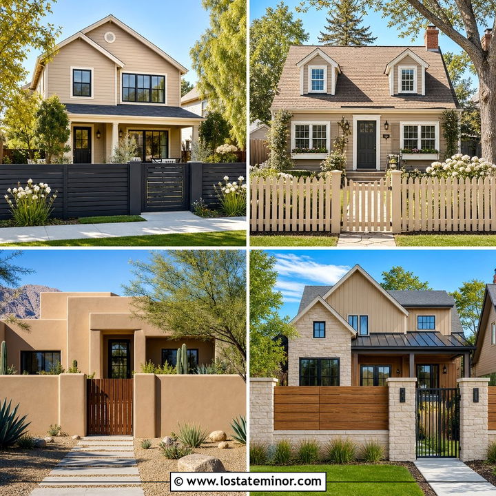 30 Tan House Design With Fence Ideas: Stylish Curb Appeal