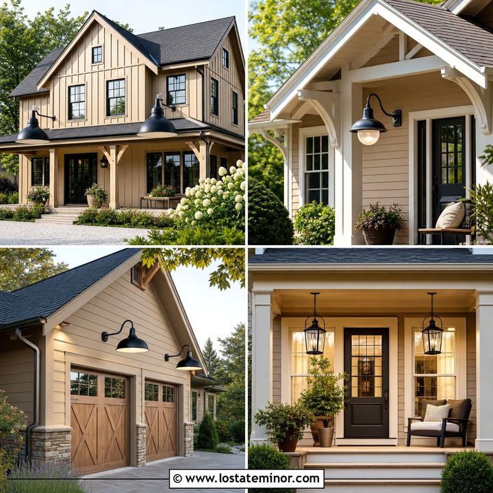 30 Tan House Design With Light Fixtures Ideas: Bright Curb Appeal