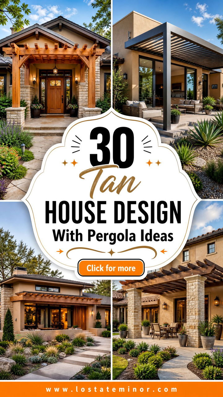 30 Tan House Design With Pergola Ideas for Cozy Outdoor Living - 30 Tan House Design With Pergola Ideas for Cozy Outdoor Living