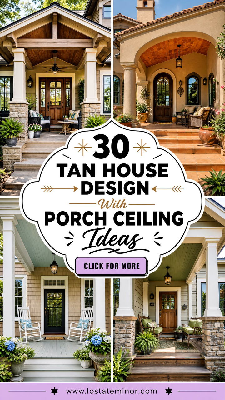 30 Tan House Design With Porch Ceiling Ideas for Inviting Porches - 30 Tan House Design With Porch Ceiling Ideas for Inviting Porches