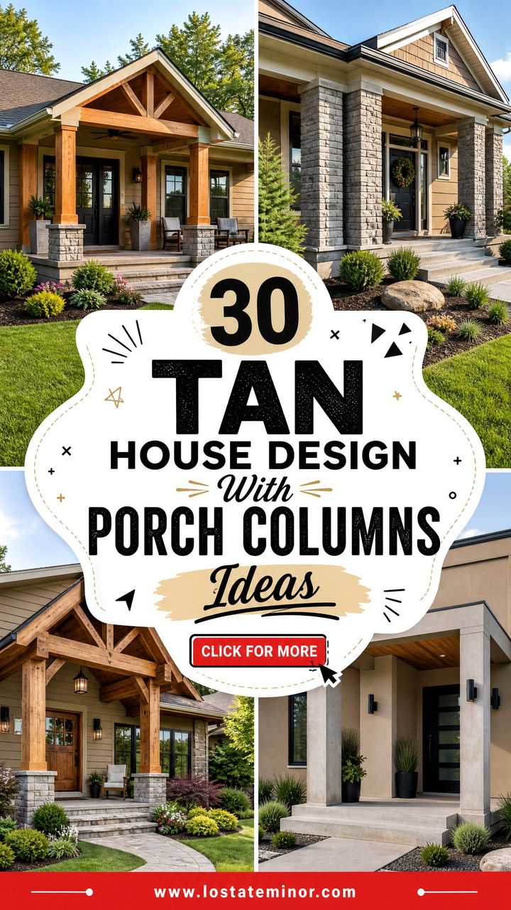30 Tan House Design With Porch Columns Ideas for Classic Porches - 30 Tan House Design With Porch Columns Ideas for Classic Porches