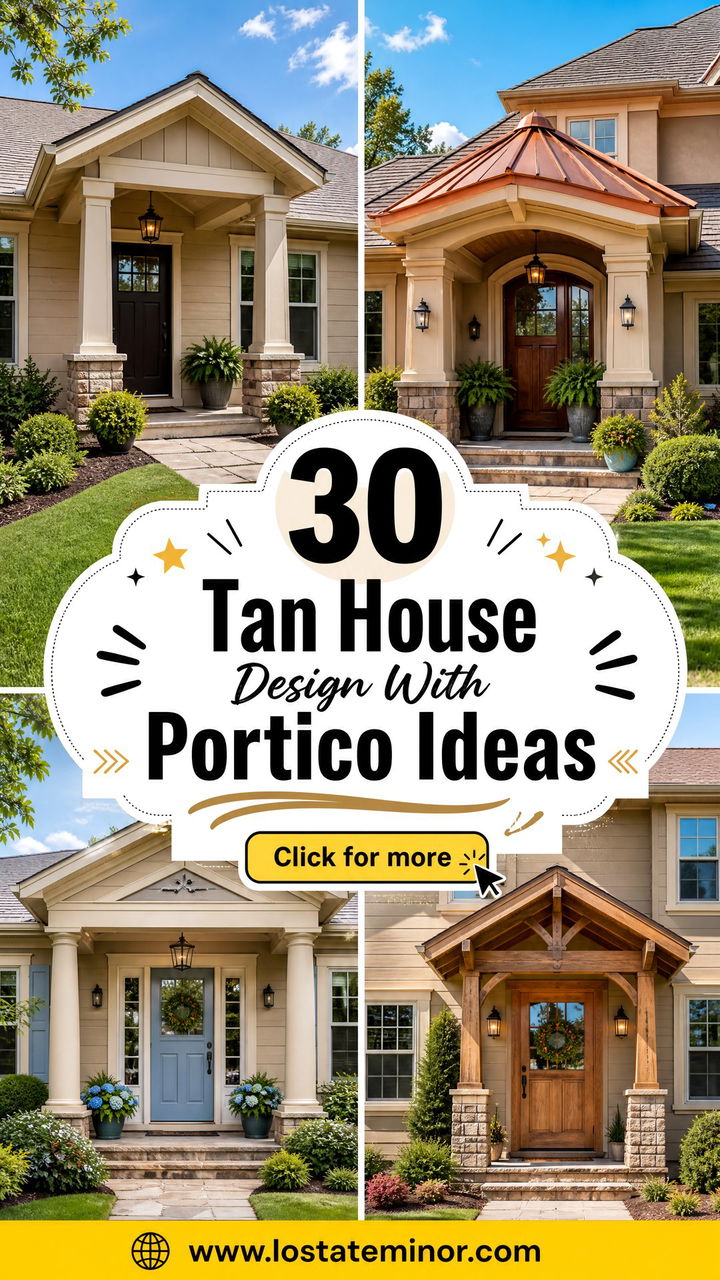 30 Tan House Design With Portico Ideas for a Grand Entrance - 30 Tan House Design With Portico Ideas for a Grand Entrance