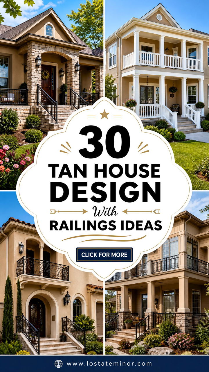 30 Tan House Design With Railings Ideas for Safer Curb Appeal - 30 Tan House Design With Railings Ideas for Safer Curb Appeal