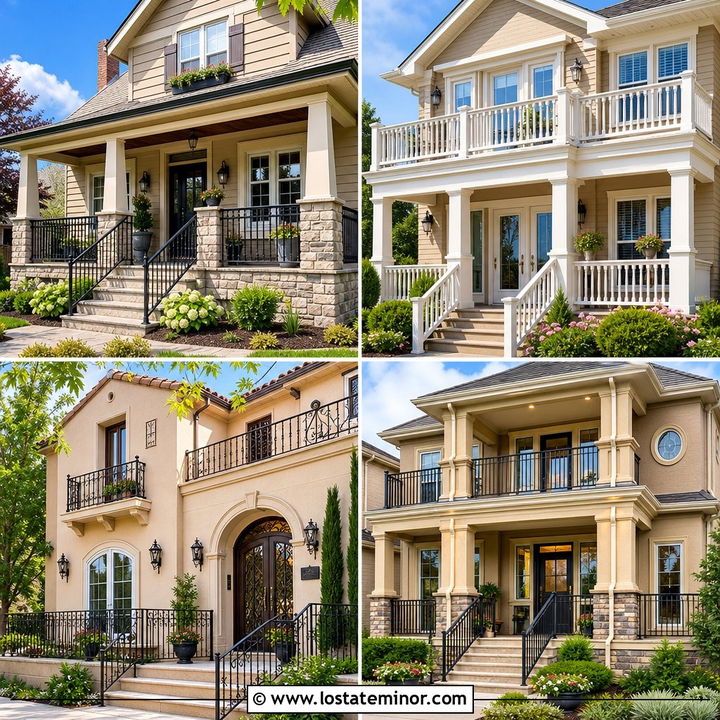 30 Tan House Design With Railings Ideas for Safer Curb Appeal