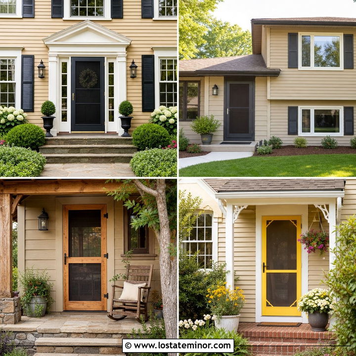 30 Tan House Design With Screen Door Ideas for Breezy Entryways