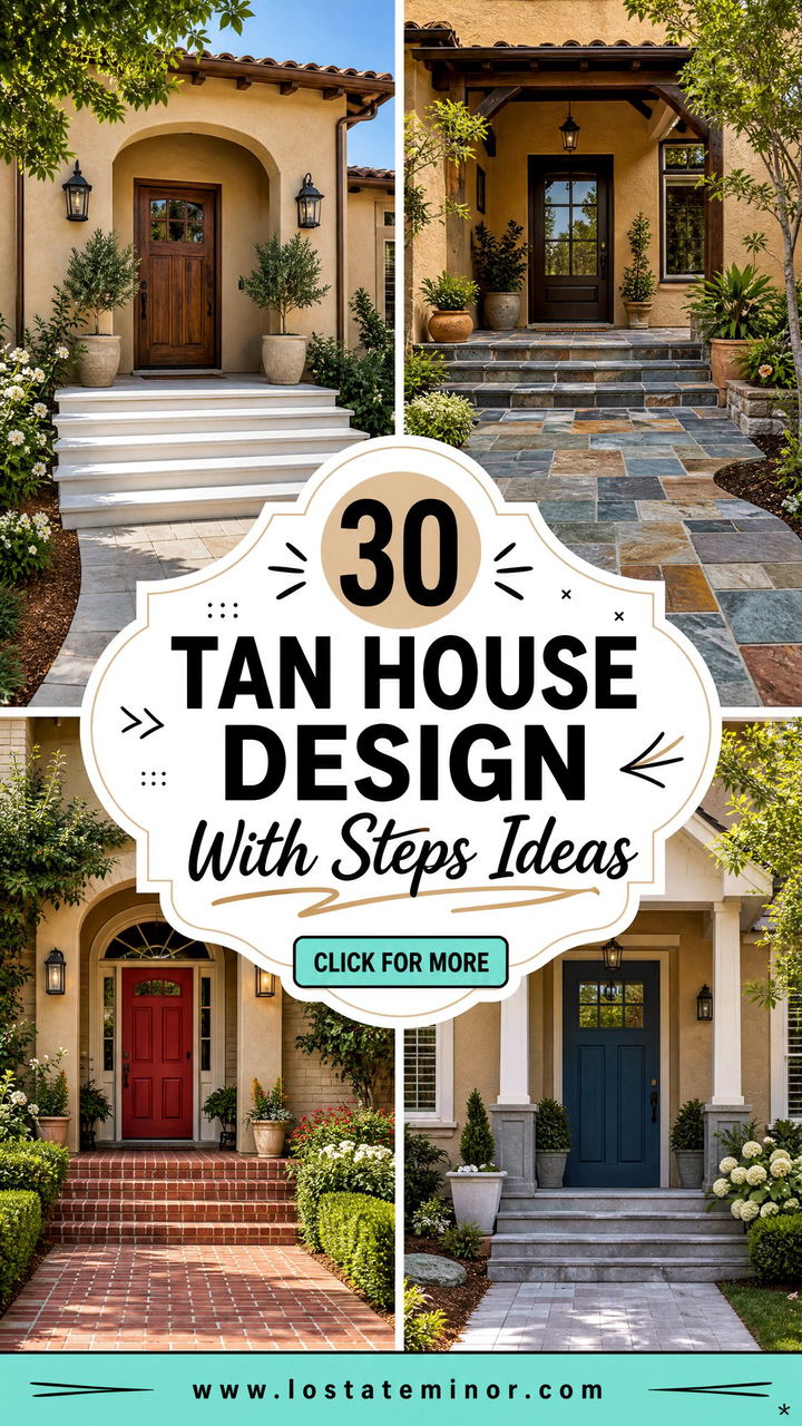 30 Tan House Design With Steps Ideas for a Warm Welcome - 30 Tan House Design With Steps Ideas for a Warm Welcome