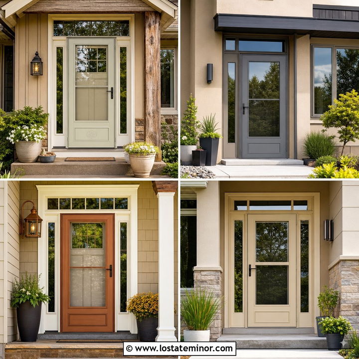 30 Tan House Design With Storm Door Ideas for All-Season Style
