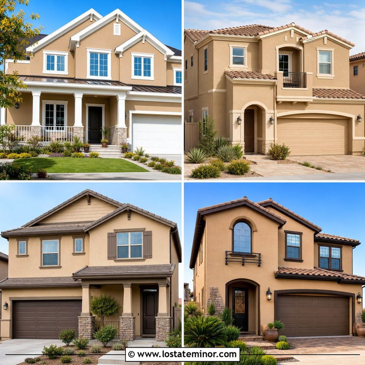 30 Tan House Design With Trim Ideas for Crisp, Classic Curb Appeal