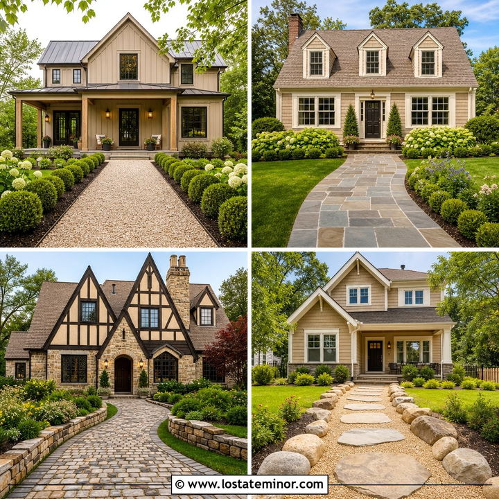 30 Tan House Design With Walkway Ideas for Welcoming Curb Appeal