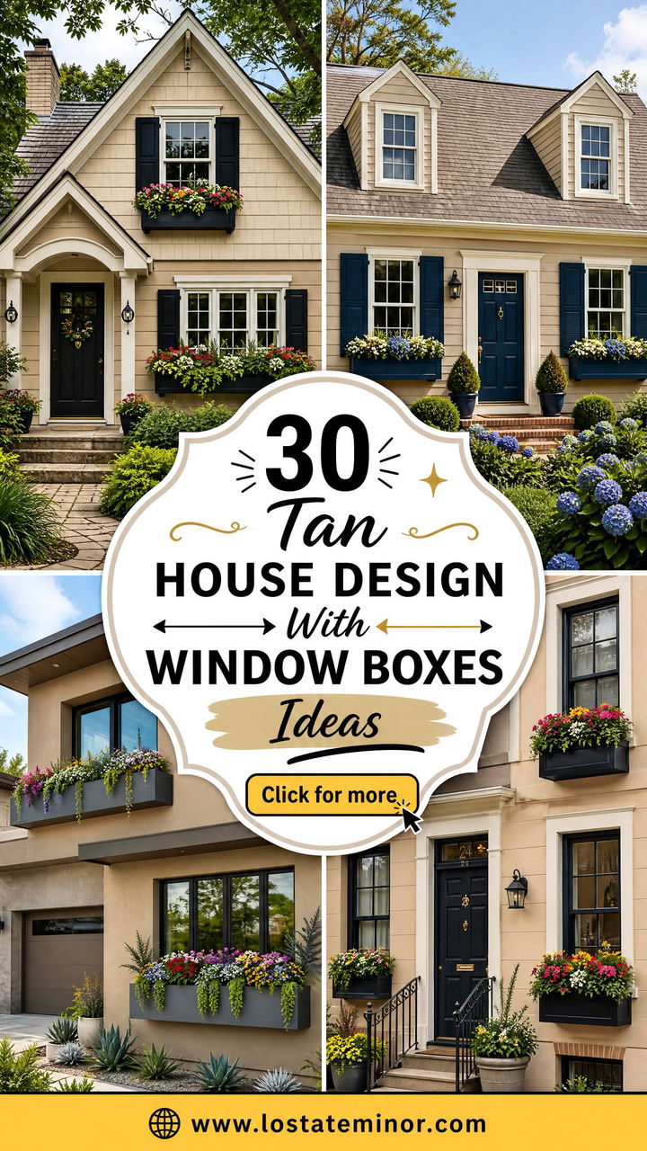 30 Tan House Design With Window Boxes Ideas for Charming Style - 30 Tan House Design With Window Boxes Ideas for Charming Style