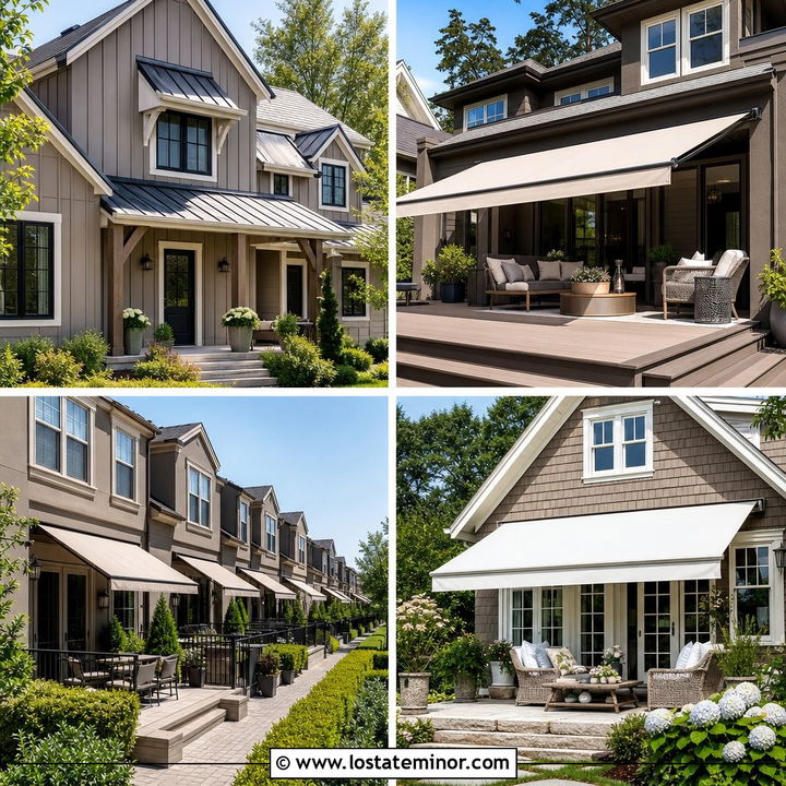 30 Taupe House Design With Awning Ideas: Fresh Curb Appeal