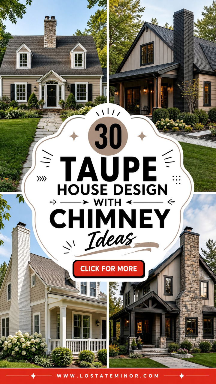 30 Taupe House Design With Chimney Ideas Charming Curb Appeal - 30 Taupe House Design With Chimney Ideas: Charming Curb Appeal