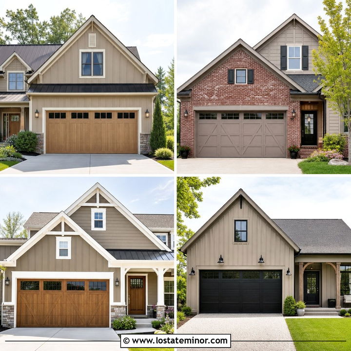 30 Taupe House Design With Garage Door Ideas for Curb Appeal