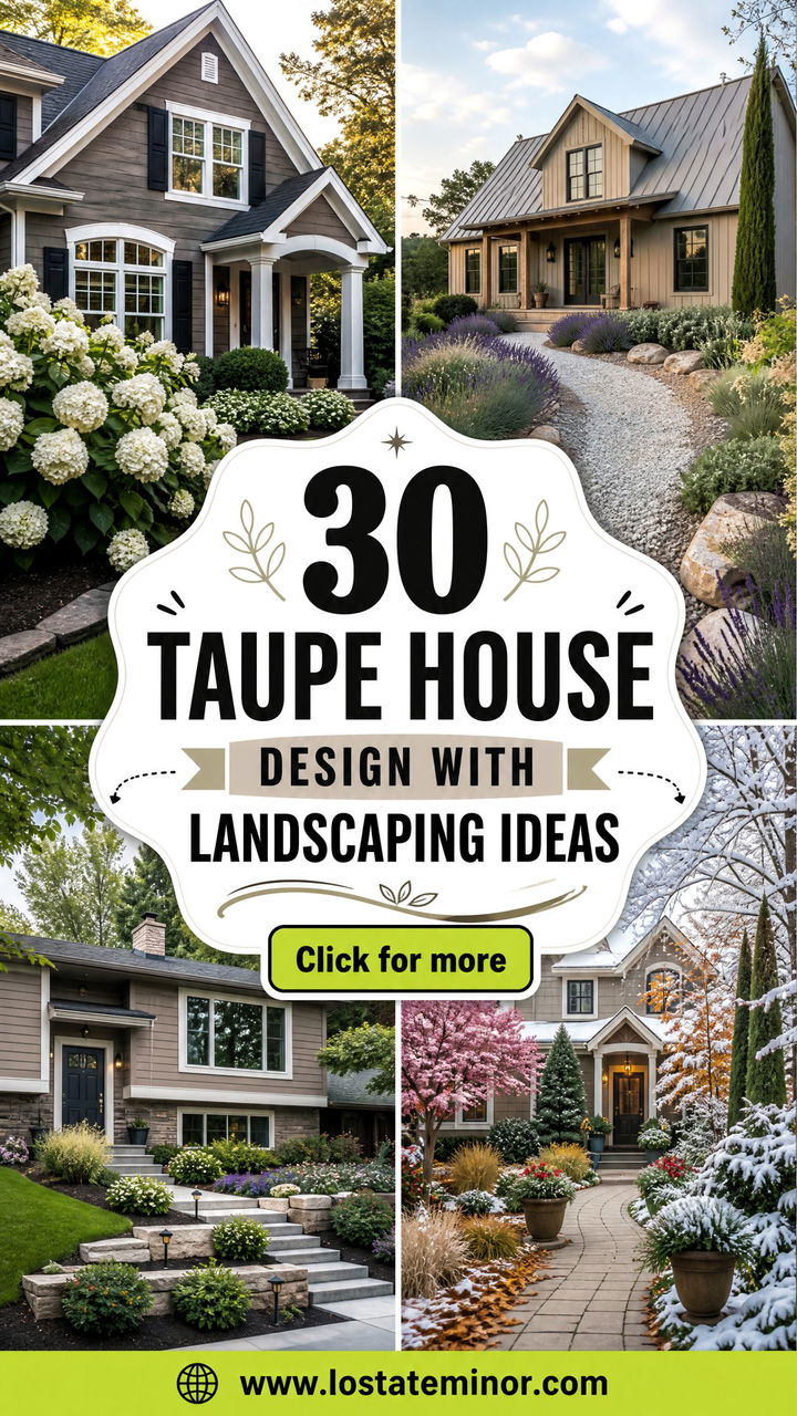 30 Taupe House Design With Landscaping Ideas for Curb Appeal - 30 Taupe House Design With Landscaping Ideas for Curb Appeal