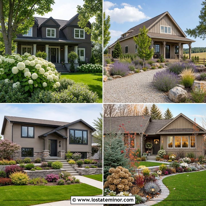 30 Taupe House Design With Landscaping Ideas for Curb Appeal