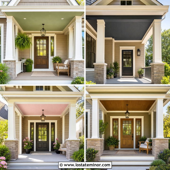 30 Taupe House Design With Porch Ceiling Ideas for Added Charm