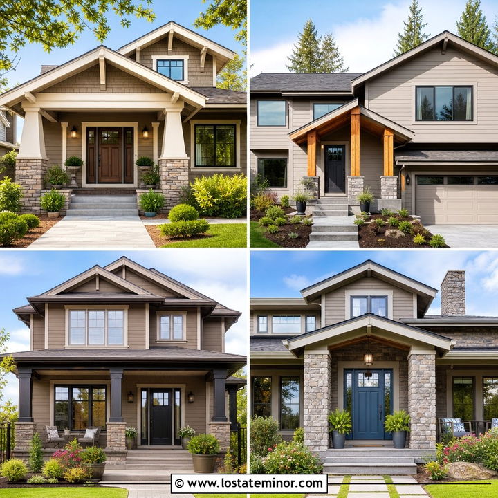 30 Taupe House Design With Porch Columns Ideas for Timeless Charm
