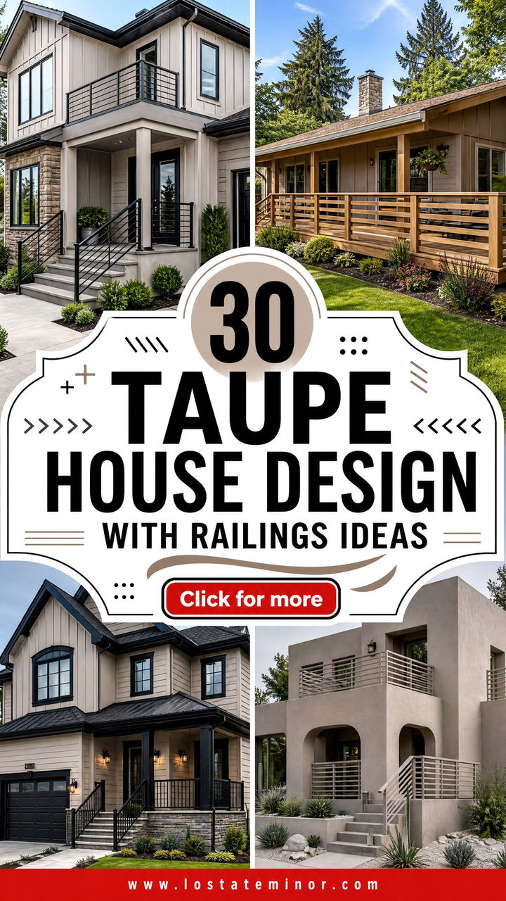 30 Taupe House Design With Railings Ideas for Classic Curb Appeal - 30 Taupe House Design With Railings Ideas for Classic Curb Appeal
