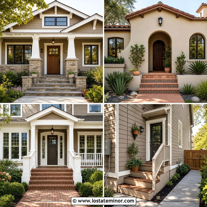 30 Taupe House Design With Steps Ideas for an Inviting Entry