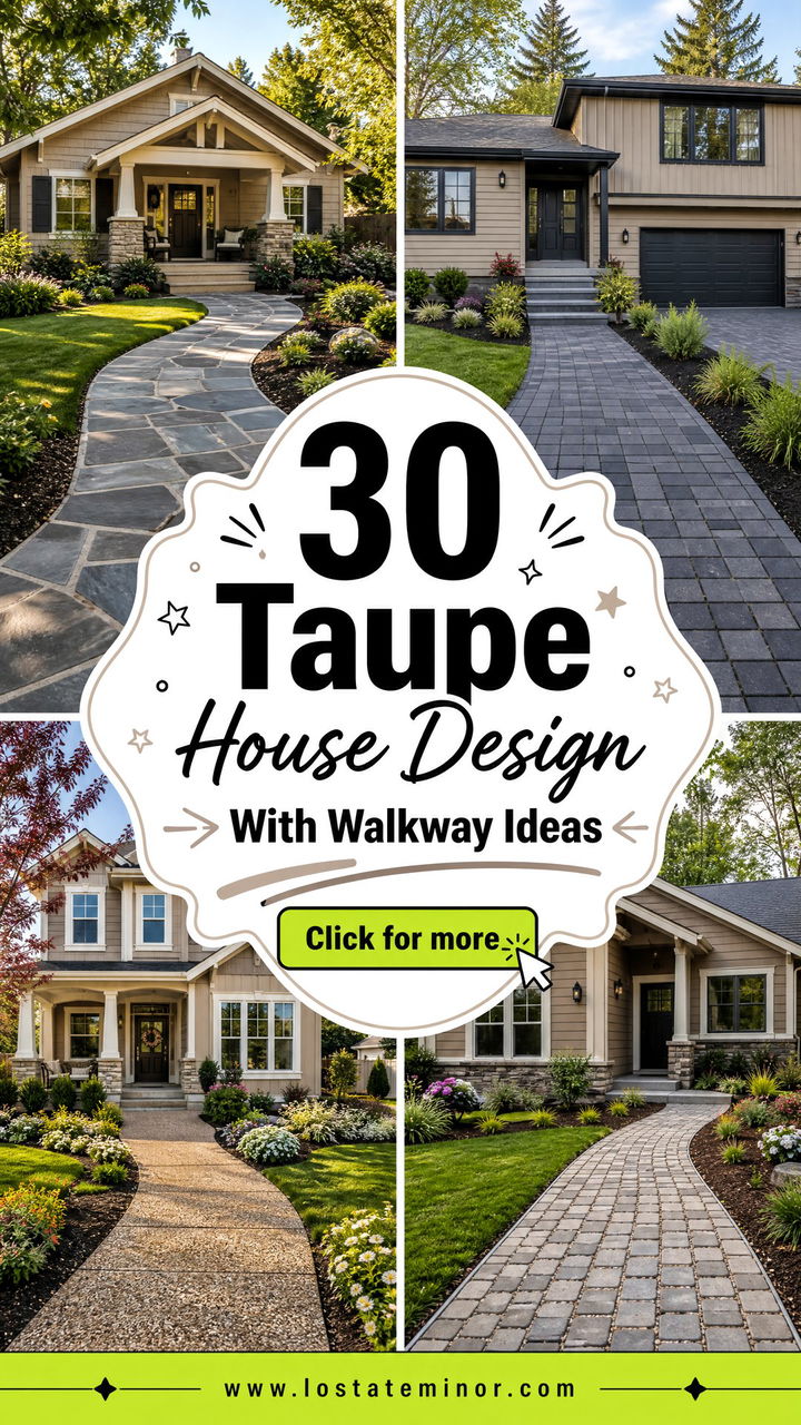 30 Taupe House Design With Walkway Ideas for Inviting Entries - 30 Taupe House Design With Walkway Ideas for Inviting Entries