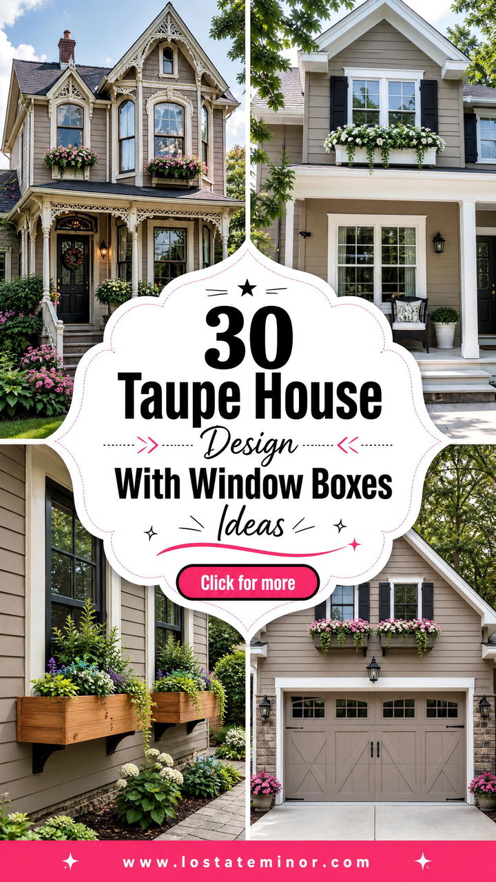 30 Taupe House Design With Window Boxes Ideas for Added Charm - 30 Taupe House Design With Window Boxes Ideas for Added Charm