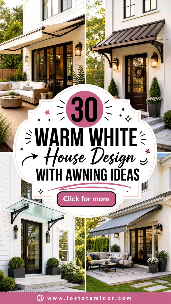 30 Warm White House Design With Awning Ideas for Timeless Charm - 30 Warm White House Design With Awning Ideas for Timeless Charm