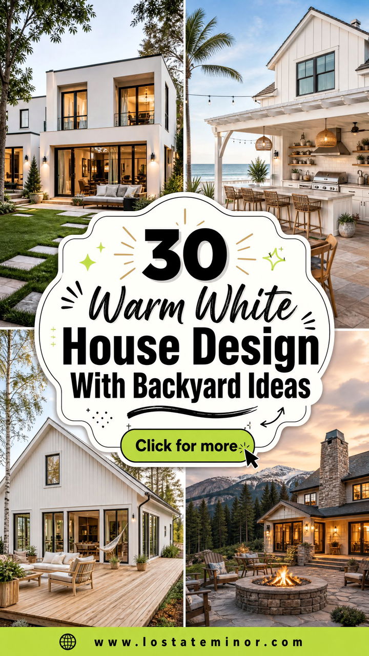 30 Warm White House Design With Backyard Ideas for Outdoor Bliss - 30 Warm White House Design With Backyard Ideas for Outdoor Bliss