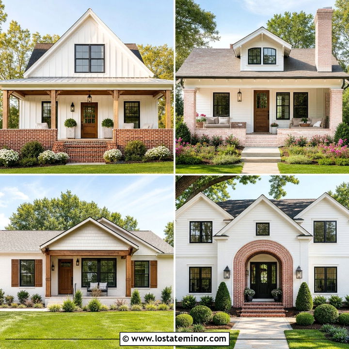 30 Warm White House Design With Brick Accents Ideas You’ll Love