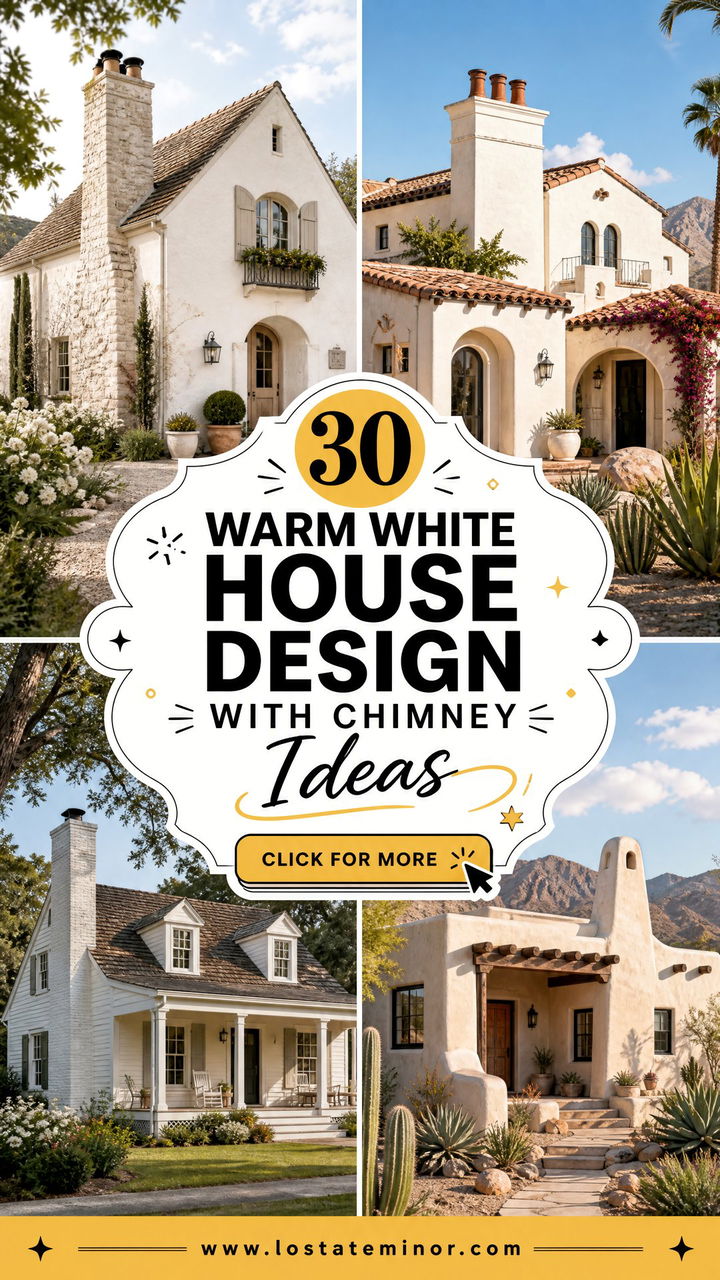 30 Warm White House Design With Chimney Ideas for Timeless Charm - 30 Warm White House Design With Chimney Ideas for Timeless Charm