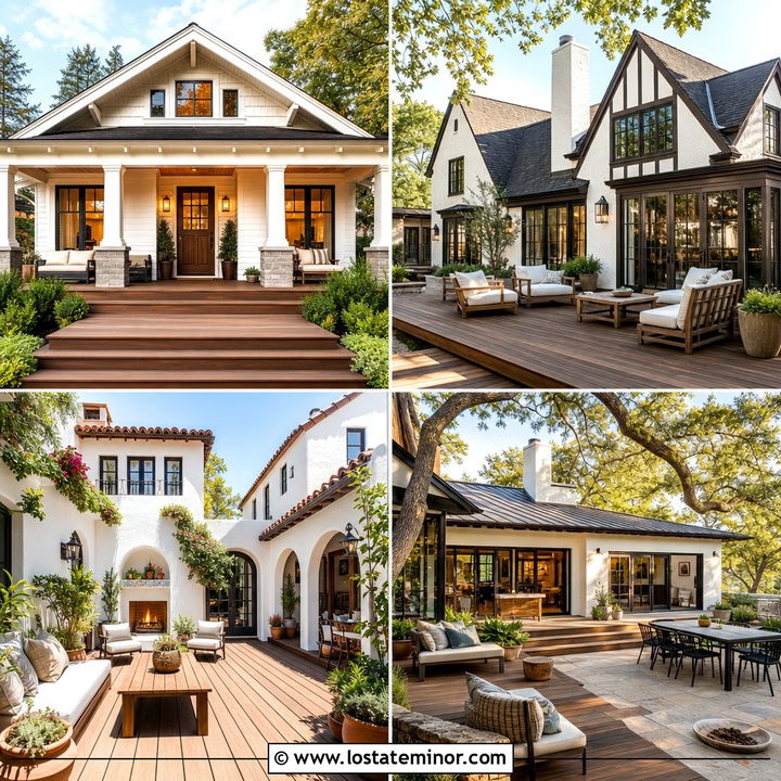 30 Warm White House Design With Deck Ideas for Chic Outdoor Living