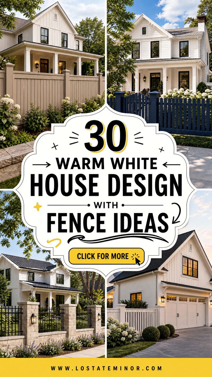 30 Warm White House Design With Fence Ideas Fresh Looks - 30 Warm White House Design With Fence Ideas: Fresh Looks