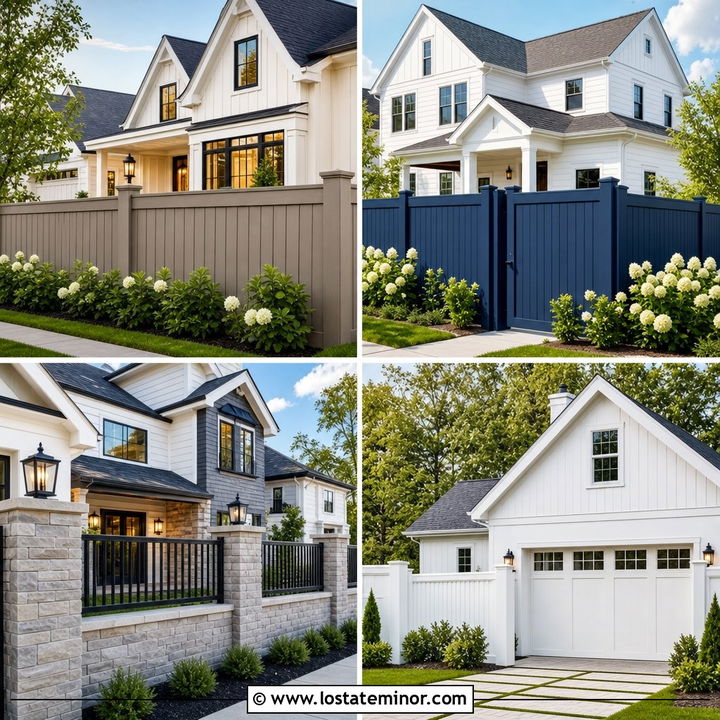 30 Warm White House Design With Fence Ideas: Fresh Looks